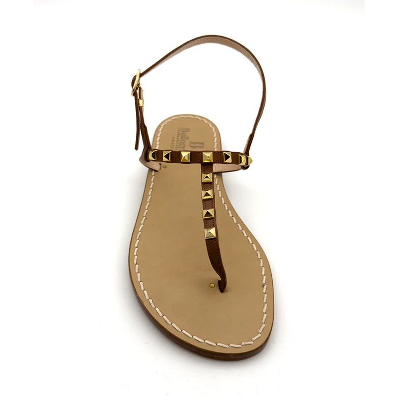 sandali classici - Caprese Pelle Cuoio Borchie frontale - sandalibellogrtodgrado