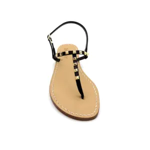 sandali classici - Caprese Pelle Nero Borchie vista frontale - sandalibellogrtodgrado
