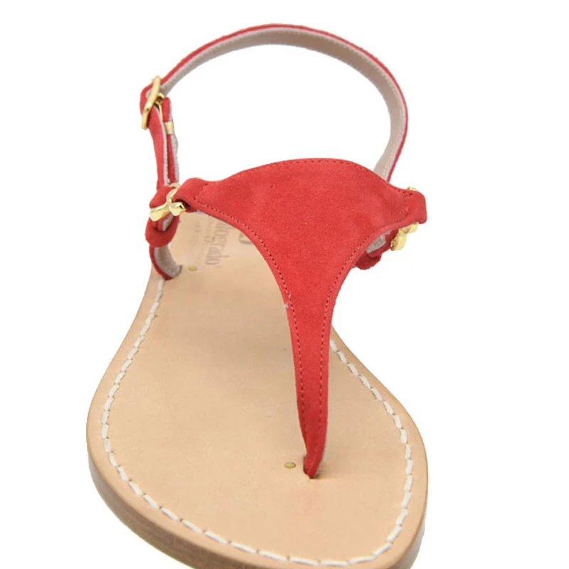 sandali classici - camoscio rosso-frontale-sandalibellogrtodgrado