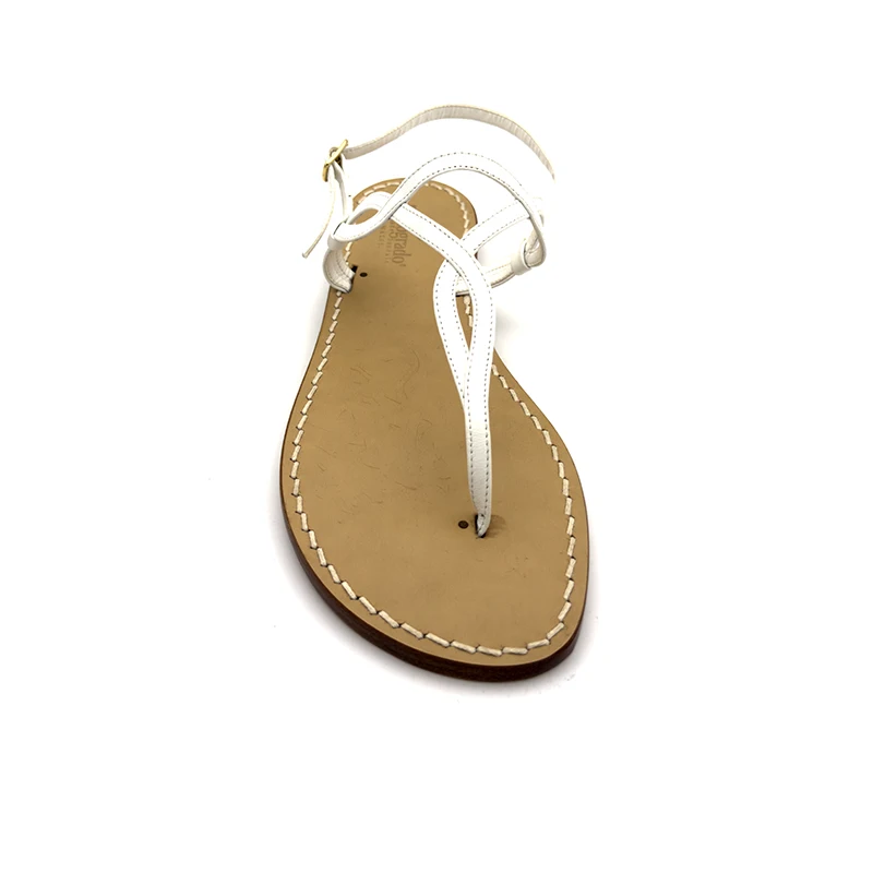 sandali classici - costiera Pelle Bianco frontale-sandalibellogrtodgrado