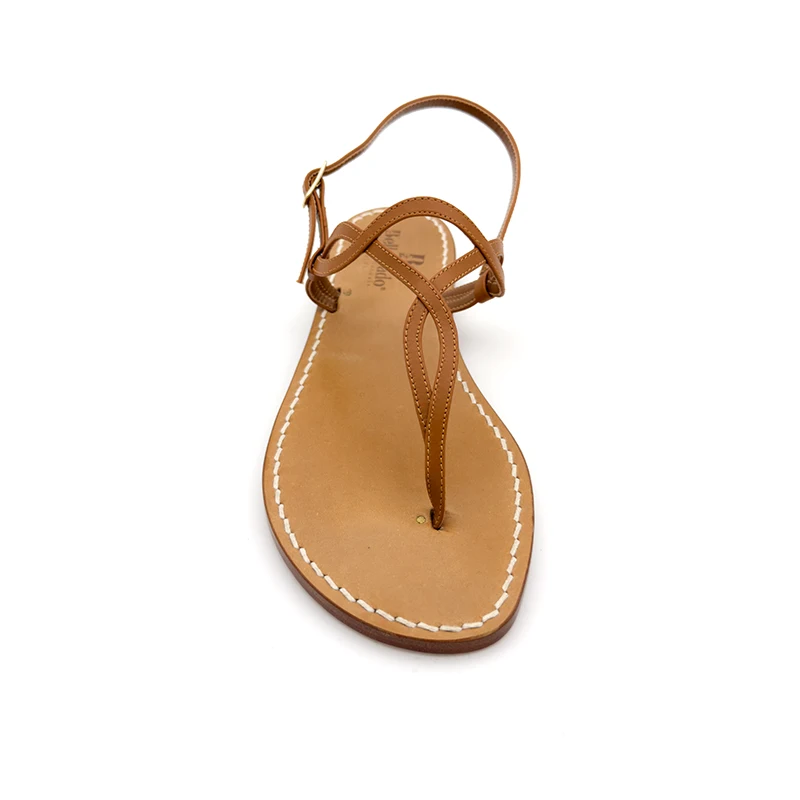 sandali classici - costiera Pelle Marrone frontale-sandalibellogrtodgrado