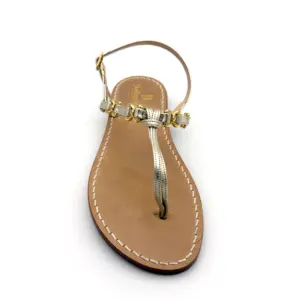 sandali classici - nodino Pelle Platino - frontale-sandalibellogrtodgrado