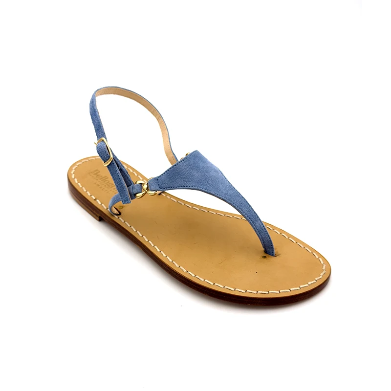 sandali classici - triangolo Camoscio Blu Jeans laterale-sandalibellogrtodgrado
