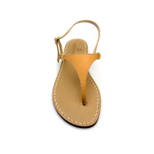 sandali classici - triangolo Camoscio Cammello frontale-sandalibellogrtodgrado