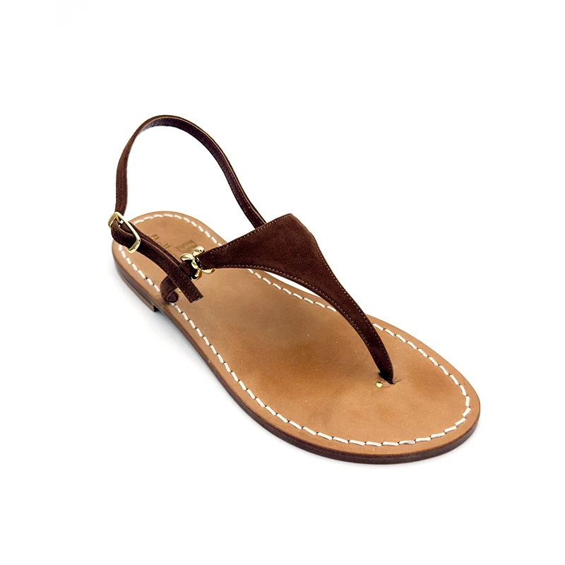 sandali classici - triangolo Camoscio Marrone laterale-sandalibellogrtodgrado