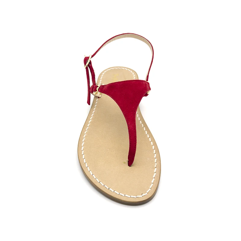 sandali classici - triangolo Camoscio Rosso frontale-sandalibellogrtodgrado