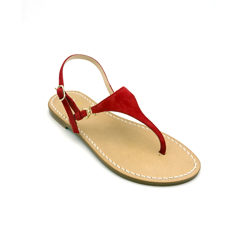 sandali classici - triangolo Camoscio Rosso laterale-sandalibellogrtodgrado