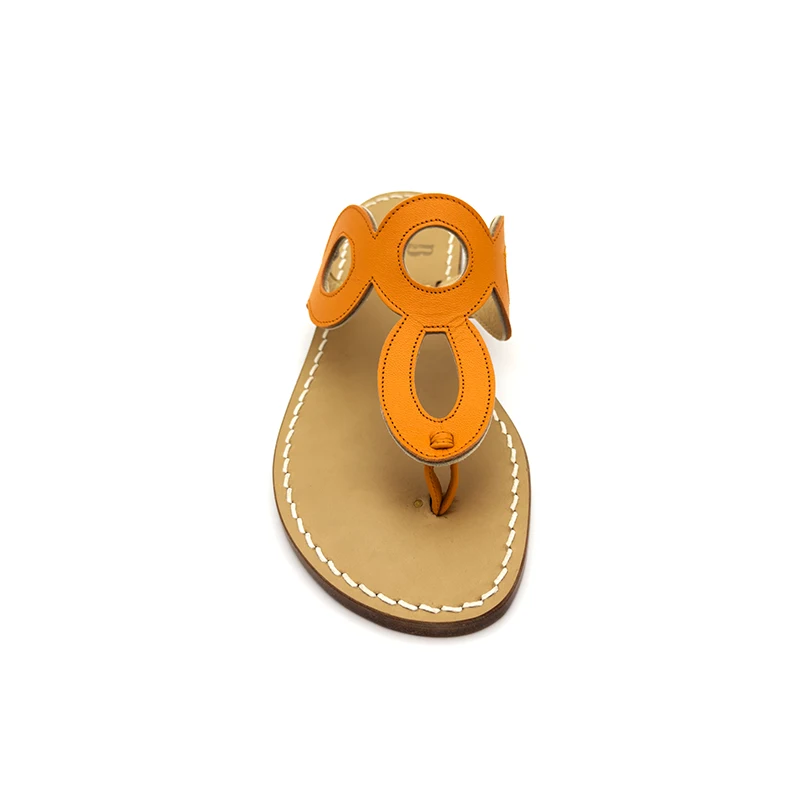 Ciabatta anni 70 pelle arancio frontale sandalibellogrado amalfi