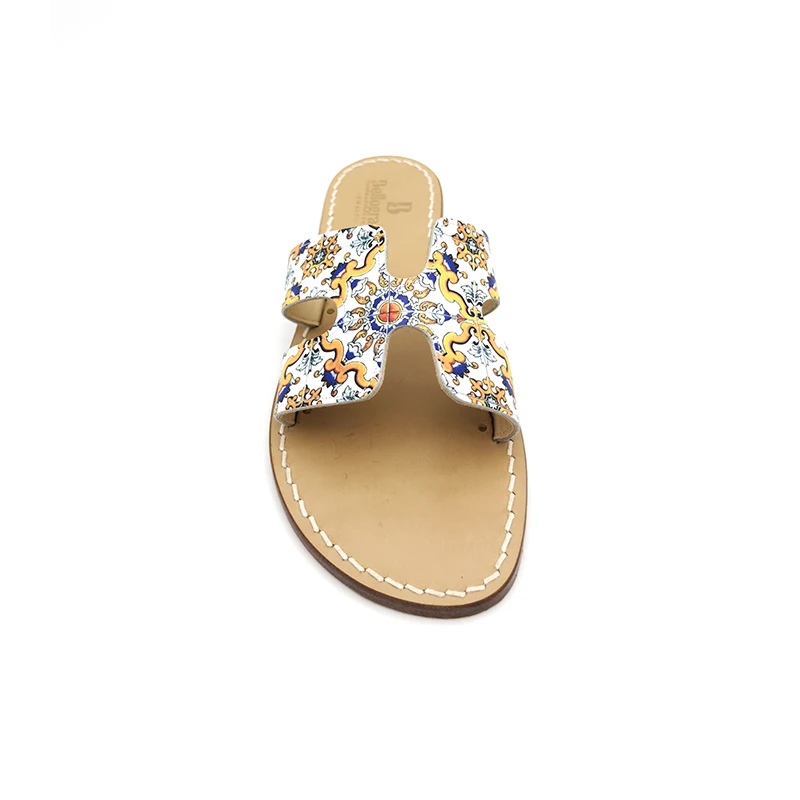 Ciabatta ermes pelle maiolica frontale sandalibellogrado amalfi