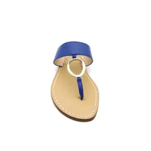 Ciabattina Anello Pelle Blu Royal frontale sandalibellogrado amalfi
