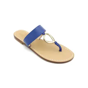 Ciabattina Anello Pelle Blu Royal laterale sandalibellogrado amalfi