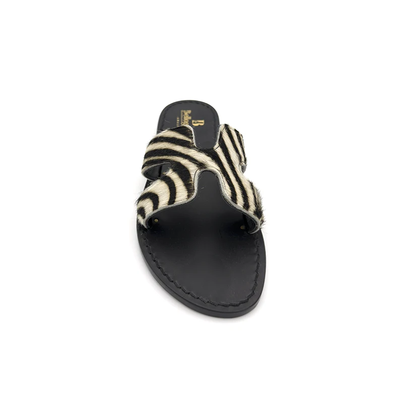Ciabattina Ermes Cavallino Zebra frontale sandalibellogrado amalfi