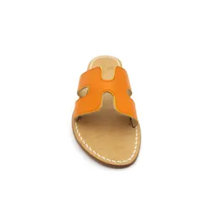 Ciabattina Ermes Pelle Arancio frontale sandalibellogrado amalfi