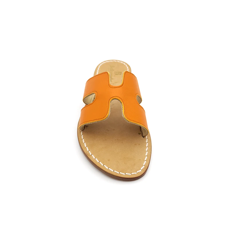 Ciabattina Ermes Pelle Arancio frontale sandalibellogrado amalfi