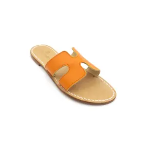 Ciabattina Ermes Pelle Arancio laterale sandalibellogrado amalfi