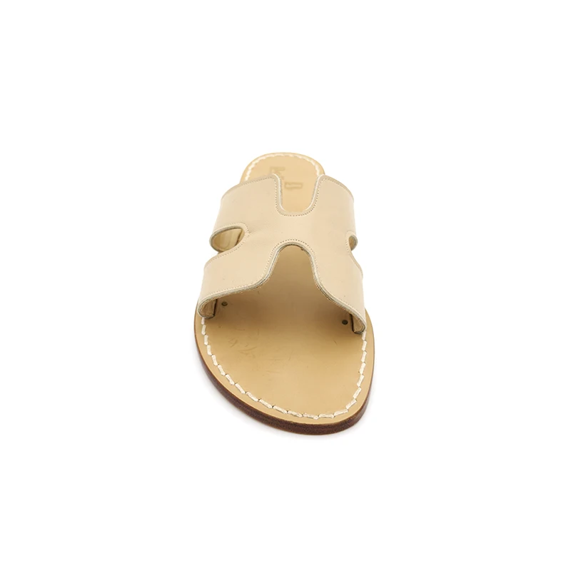 Ciabattina Ermes Pelle Beige frontale sandalibellogrado amalfi