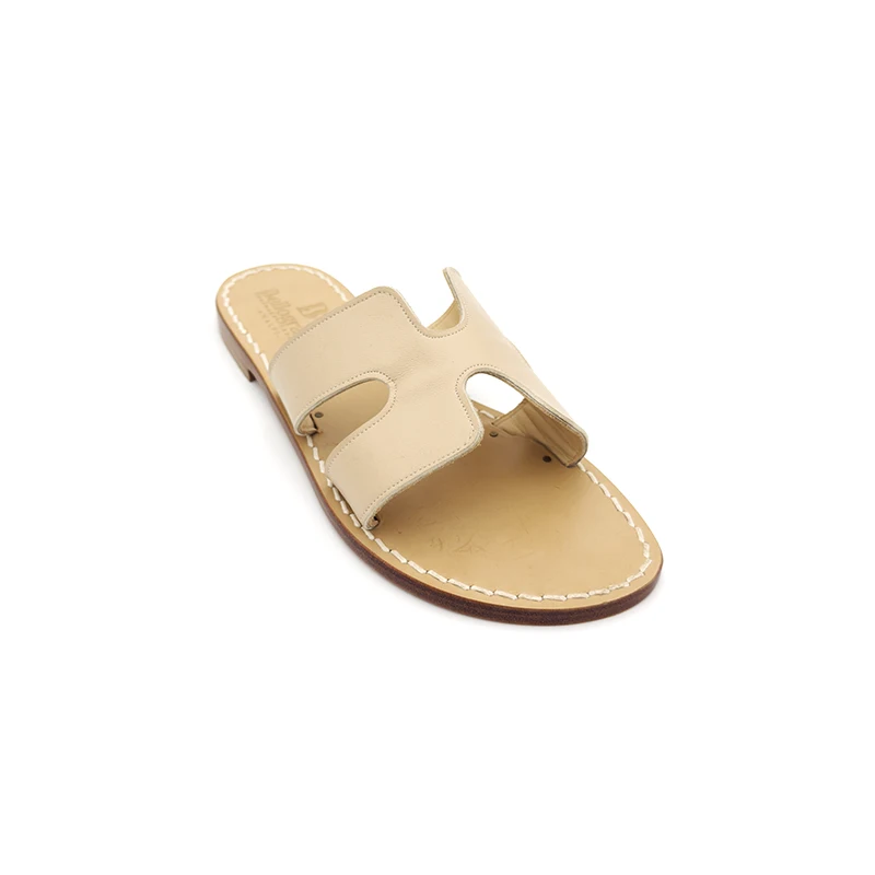 Ciabattina Ermes Pelle Beige laterale sandalibellogrado amalfi
