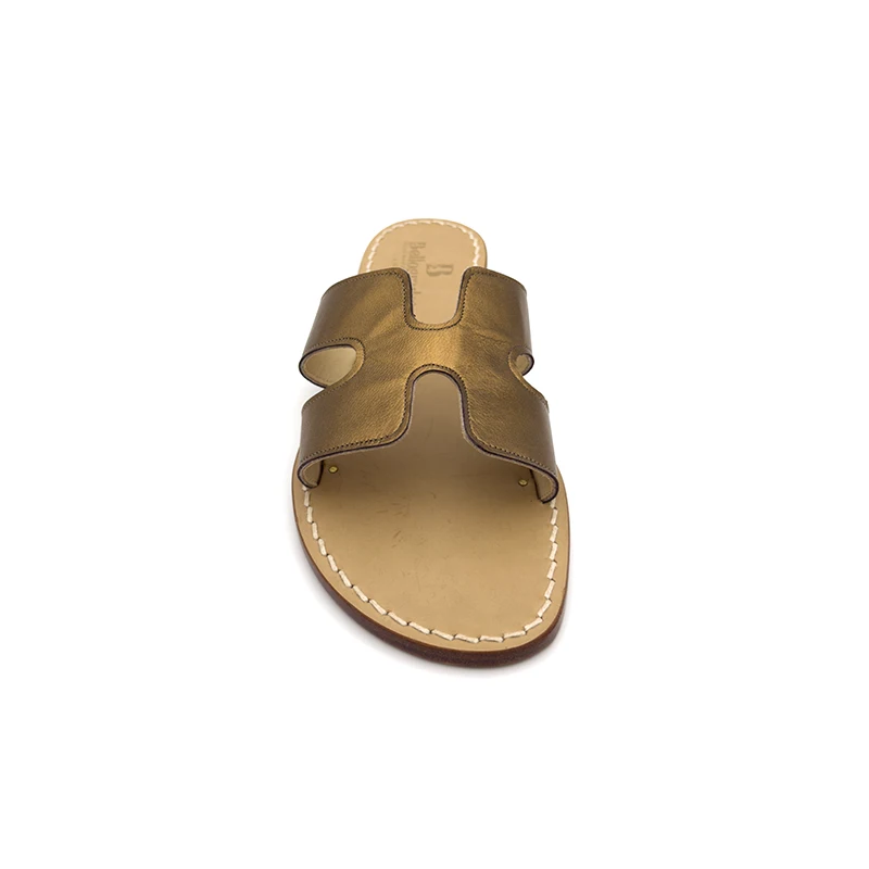 Ciabattina Ermes Pelle Bronzo frontale sandalibellogrado amalfi
