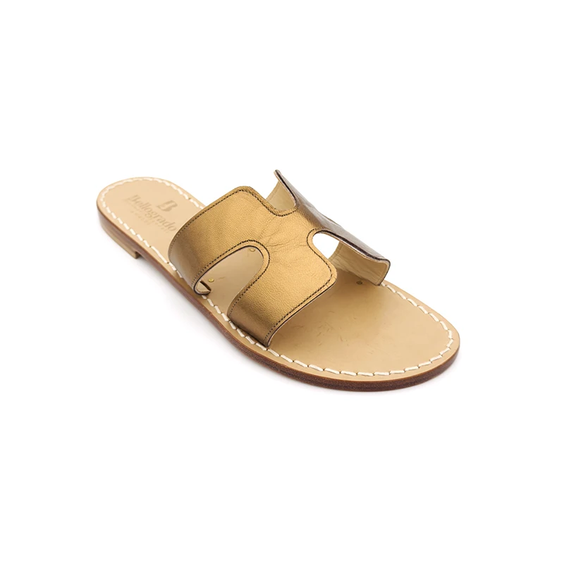 Ciabattina Ermes Pelle Bronzo laterale sandalibellogrado amalfi