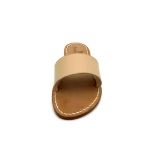 Ciabattina Fascione Pelle Beige frontale sandalibellogrado amalfi