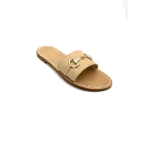 Ciabattina Fibbia-Morsetto pelle beige laterale sandali bellogrado amalfi