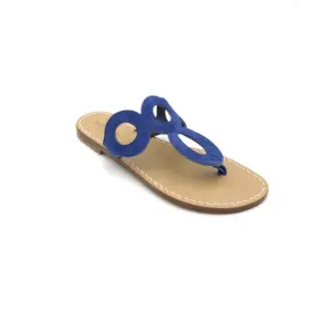 Ciabattina anni 70 Camoscio Blu Royal laterale sandalibellogrado amalfi