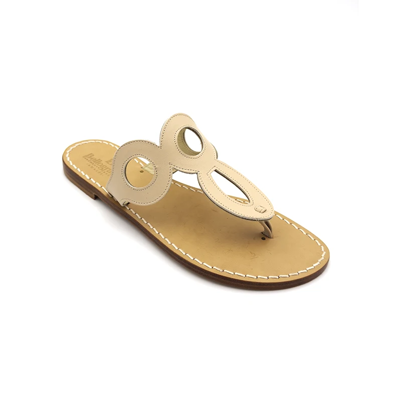 Ciabattina anni 70 Pelle Beige laterale sandalibellogrado amalfi