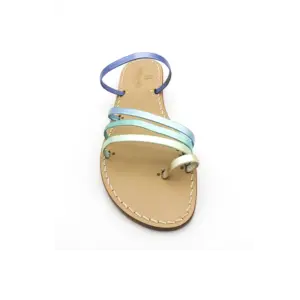sandali ciabattine - tokyo pelle multicolorblu frontale - sandalibellogrado