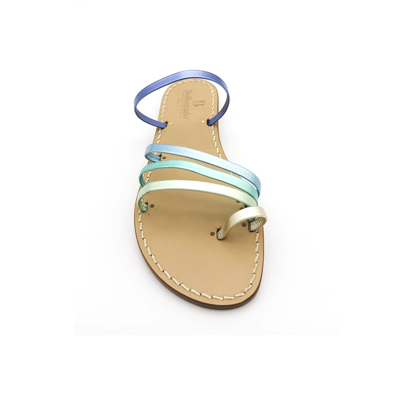 sandali ciabattine - tokyo pelle multicolorblu frontale - sandalibellogrado