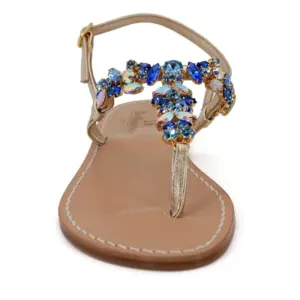 sandali gioiello praiano - blu - frontale - Sandali Bellogrado Amalfi