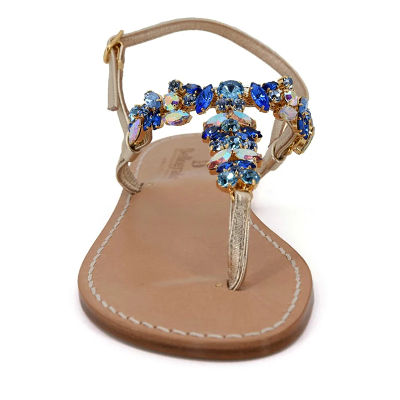 sandali gioiello praiano - blu - frontale - Sandali Bellogrado Amalfi