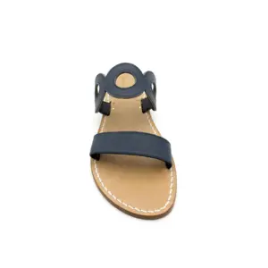 sandali doppia fascia - anni 70 - blu navy frontale - sandalibellogrado
