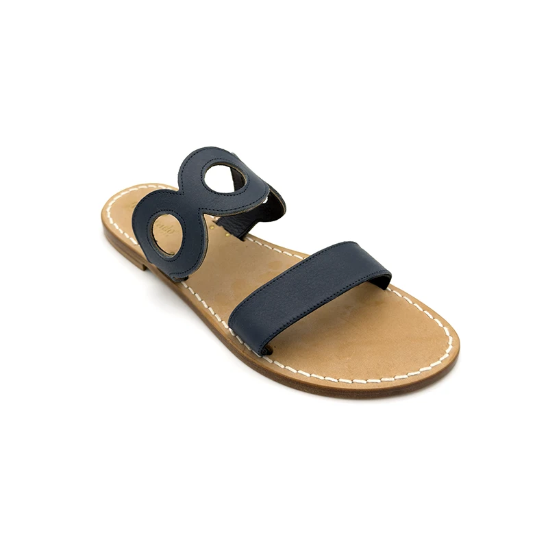 sandali doppia fascia - anni 70 - blu navy laterale - sandalibellogrado