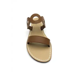 sandali doppia fascia - anni 70 - marrone frontale - sandalibellogrado