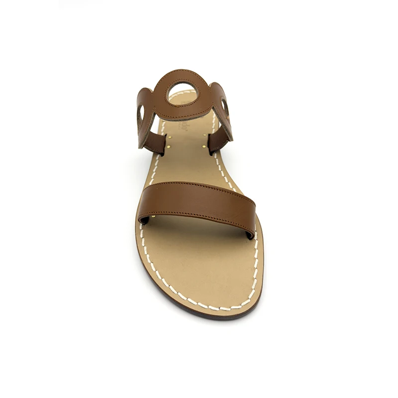 sandali doppia fascia - anni 70 - marrone frontale - sandalibellogrado