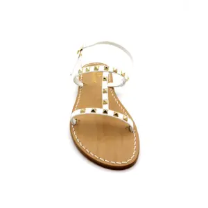 sandali doppia fascia - caprese - pelle cuoio borchie frontale - sandalibellogrado
